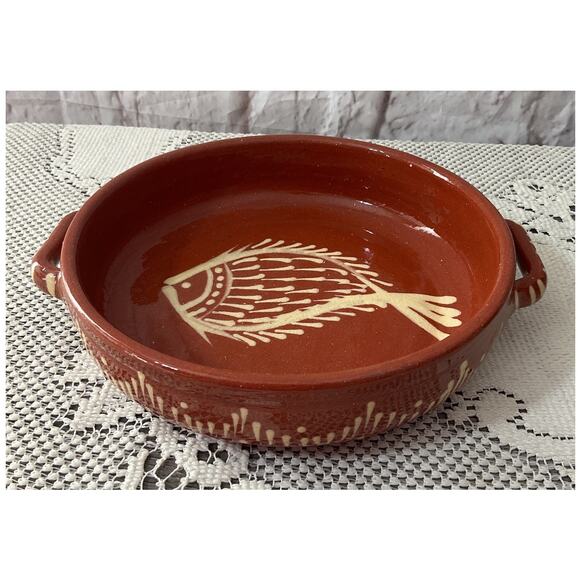1993 Portuguese Pottery Round Terracotta Handmade Folk Art Rooster Cevalfer - Picture 1 of 7